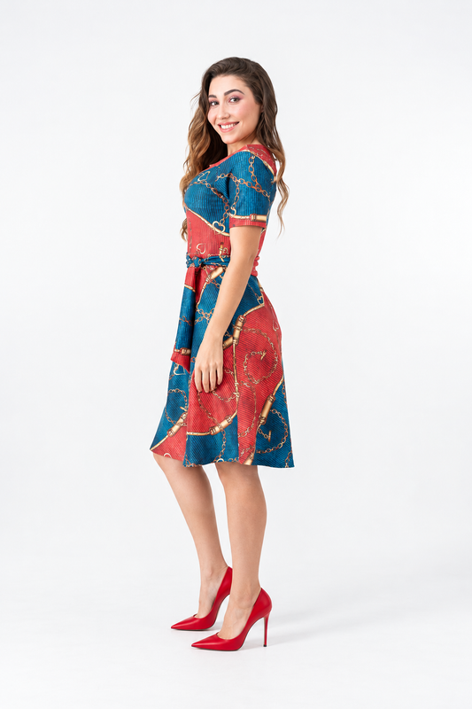 Vestido Godê Estampa Corrente