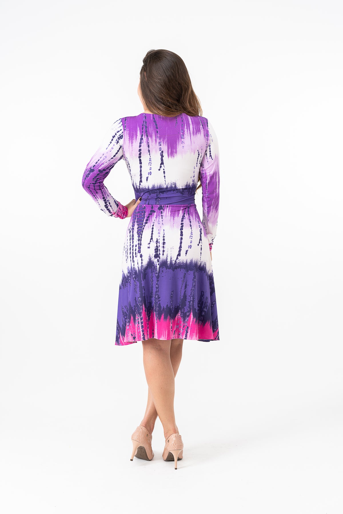 Vestido Elegante Estampado Com Detalhes Pink
