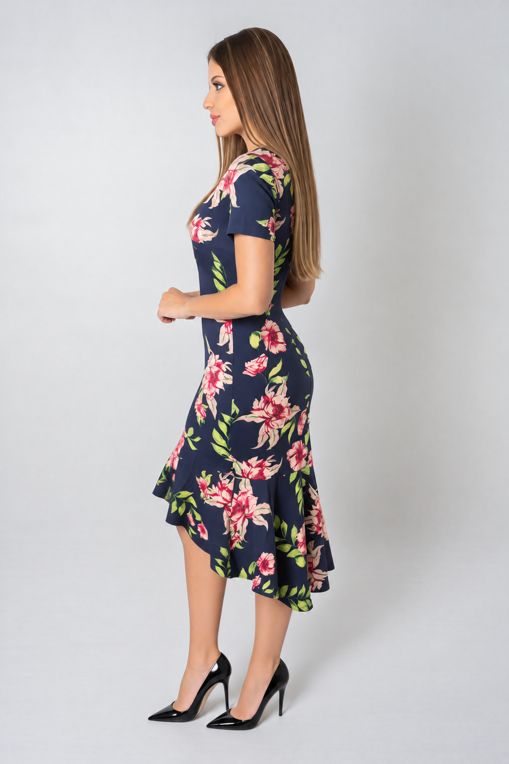 Vestido Tubinho Preto Estampa Floral