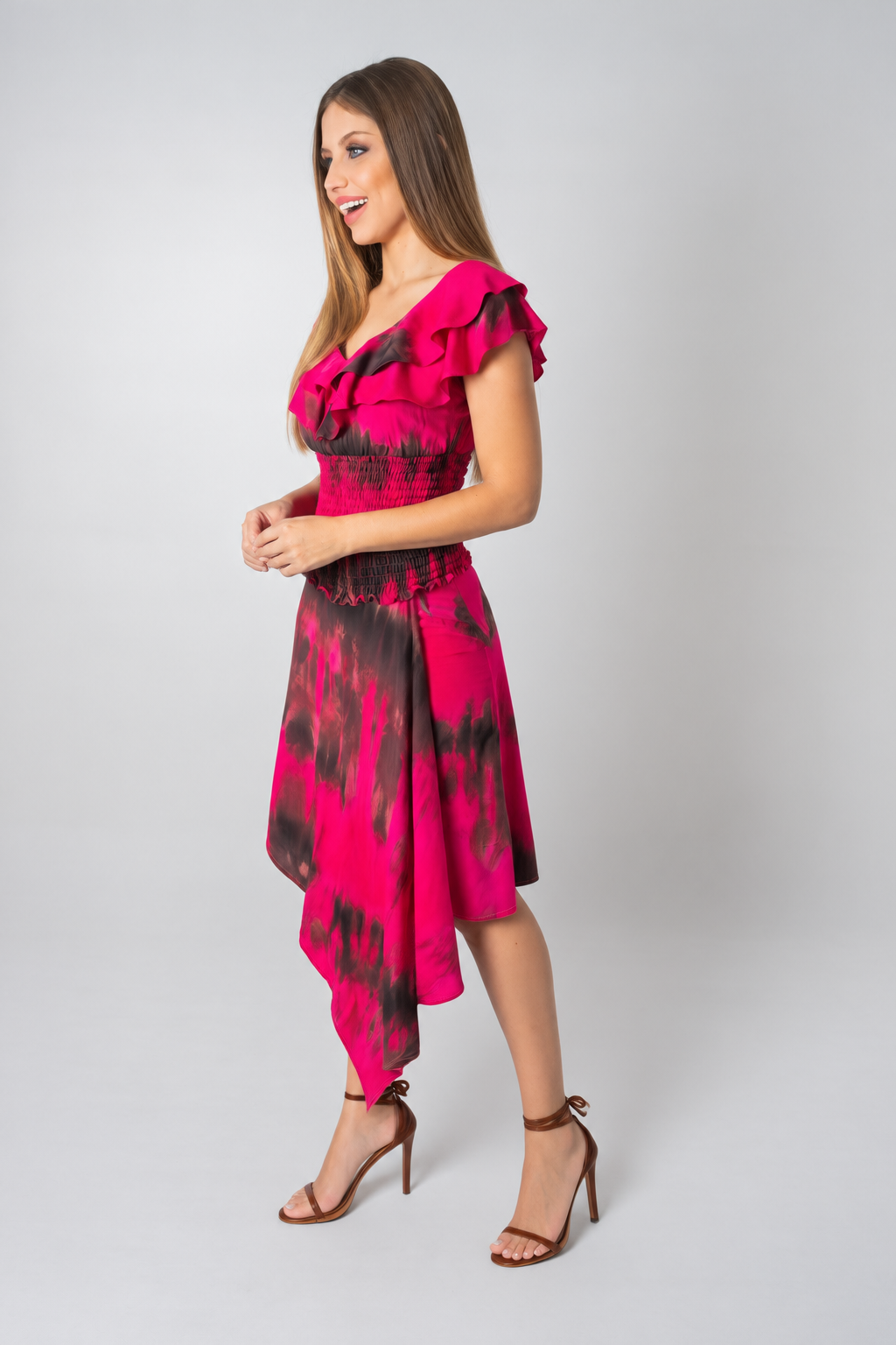 Conjunto Feminino de Saia e Cropped Rosa Tie Day