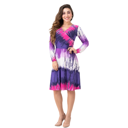 Vestido Elegante Estampado Com Detalhes Pink